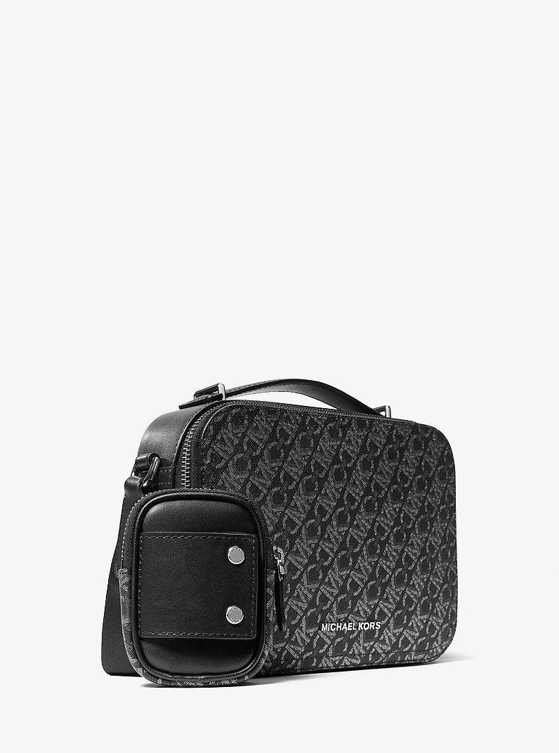 Hudson Empire Monogram Crossbody Bag in BLACK/SILVER | Michael Kors