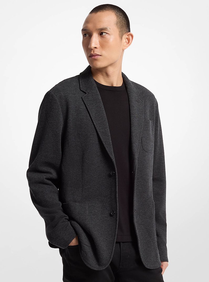 Double Face Cotton Blend Blazer in CHARCOAL | Michael Kors