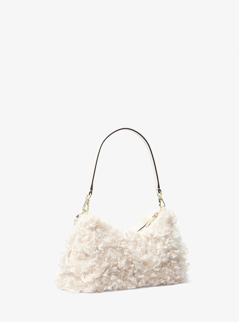 Sammy Small Faux Shearling Convertible Shoulder Bag in LT CREAM | Michael Kors