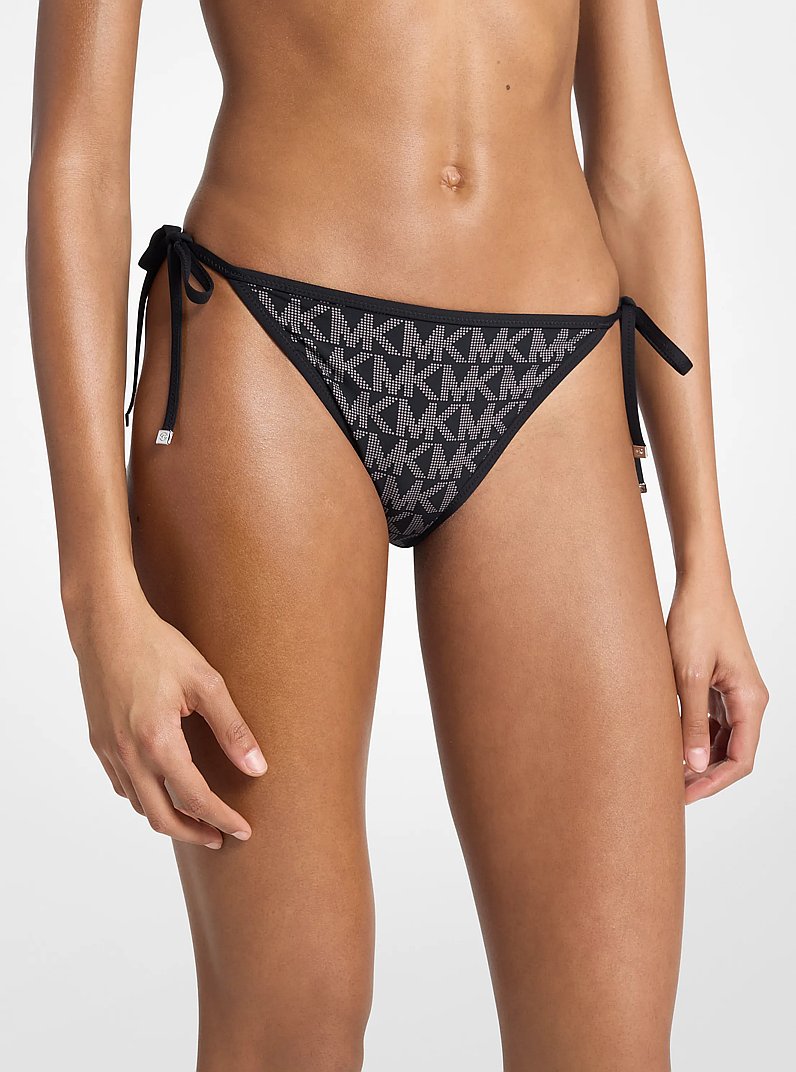 Wendbare Bikinihose mit Logomuster in SCHWARZ | Michael Kors