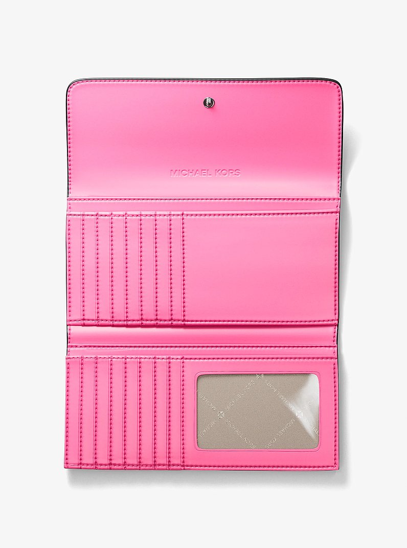 Jet Set Large Signature Logo Tri-Fold Wallet in DRAGONFRUIT - Sale