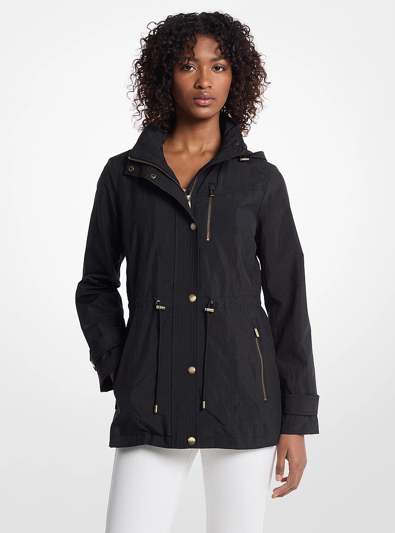 Woven Hooded Anorak in BLACK | Michael Kors