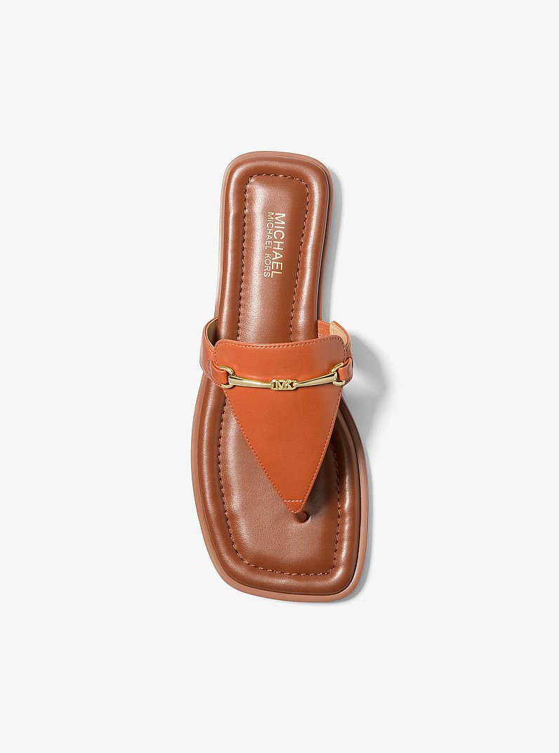 Lena Leather T-Strap Sandal in ORANGE PUNCH | Michael Kors