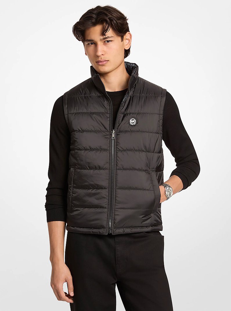 Signature Logo Reversible Vest in BLACK | Michael Kors