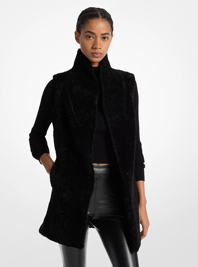 Shearling Vest in BLACK | Michael Kors
