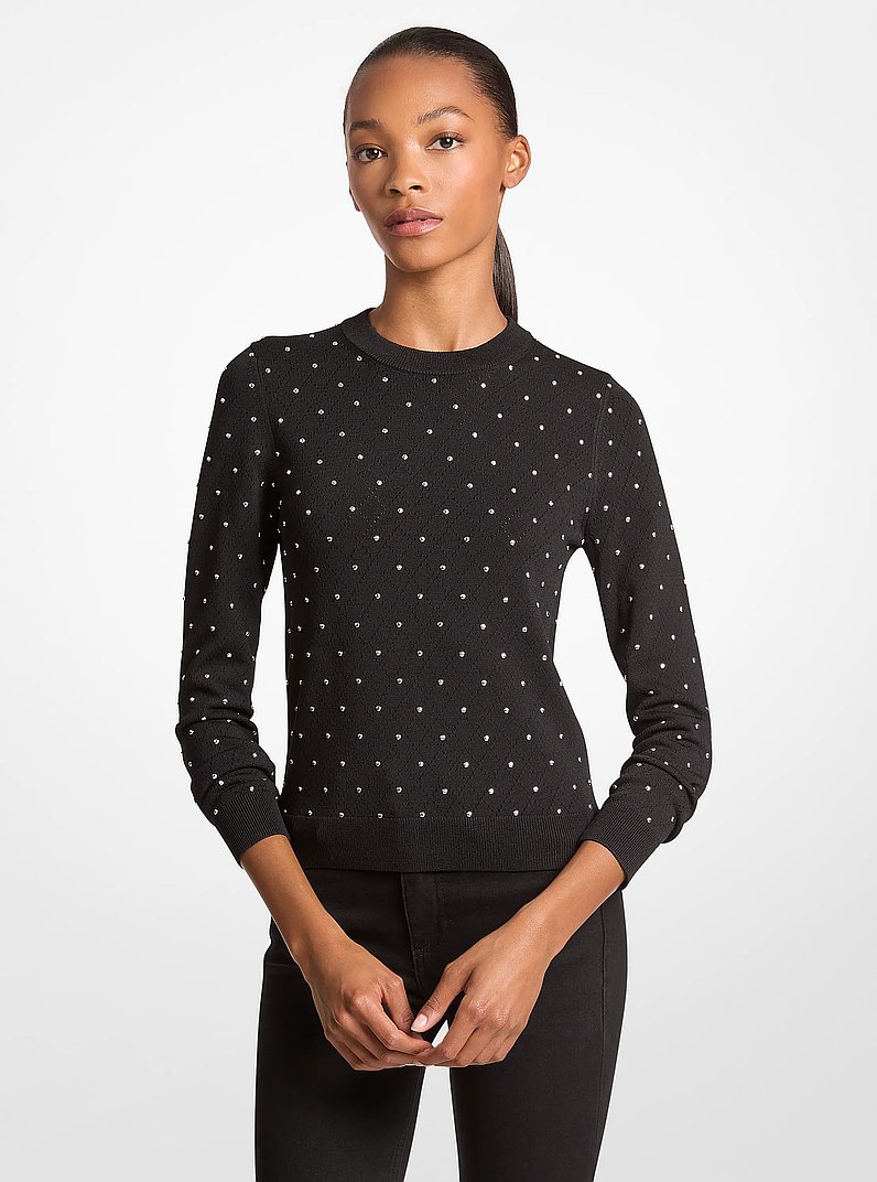 Chandail en viscose extensible &agrave; clous in NOIR | Michael Kors