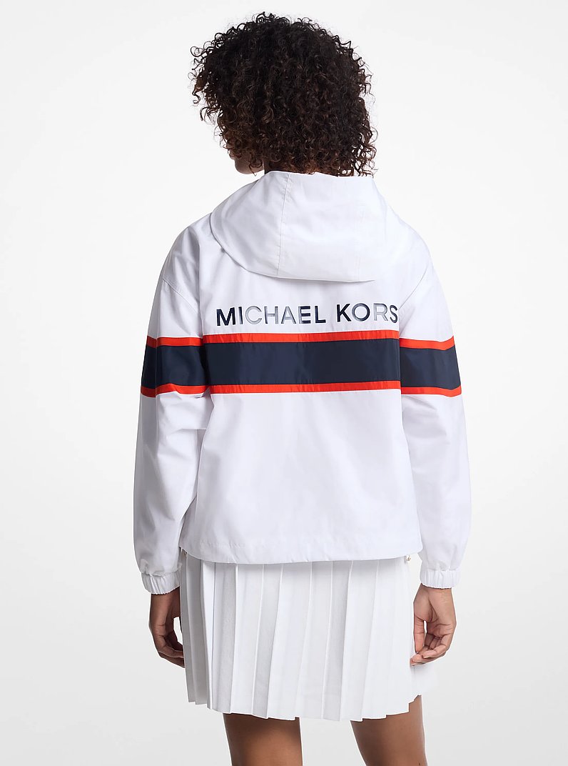 Striped Cir&eacute; Half-Zip Jacket in WHITE | Michael Kors