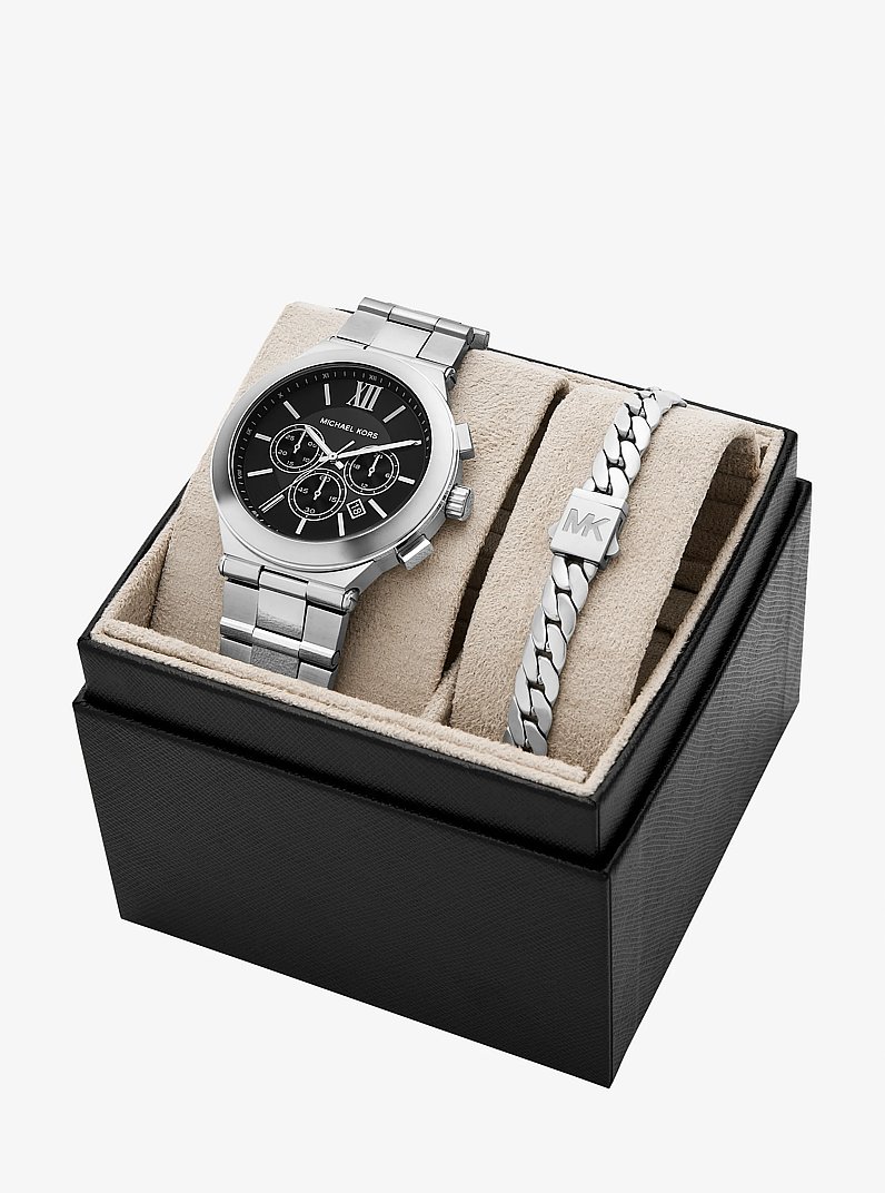 &Uuml;bergro&szlig;e Armbanduhr Billie und Armband im Silberton im Geschenkset in SILBERTON | Michael Kors