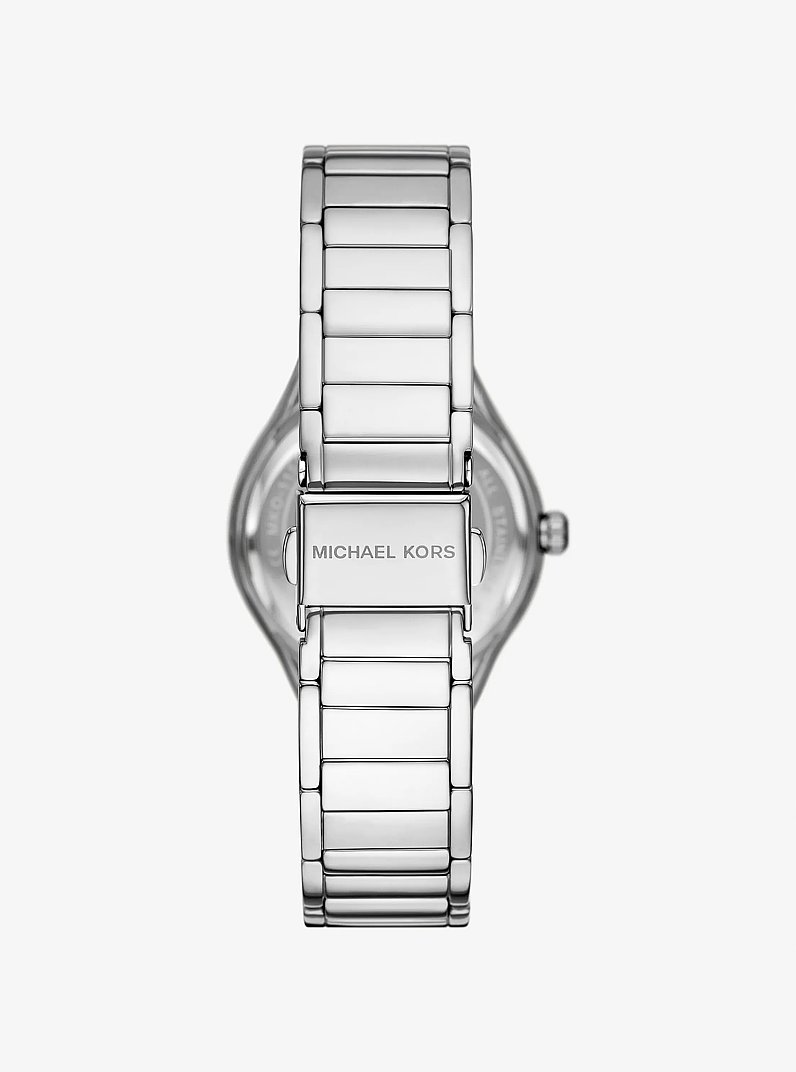 Mini Sylvia Pav&eacute; Silver-Tone Watch and Bracelet Gift Set in SILVER | Michael Kors