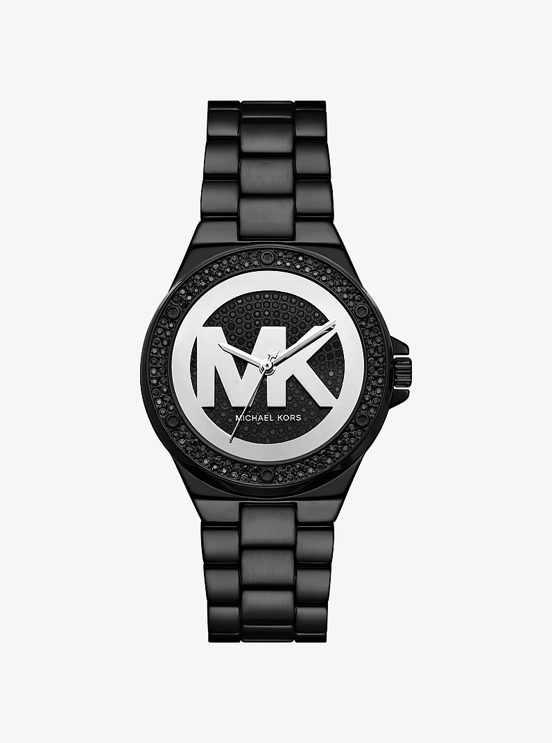 Montre Lennox de ton noir &agrave; pav&eacute; in NOIR | Michael Kors