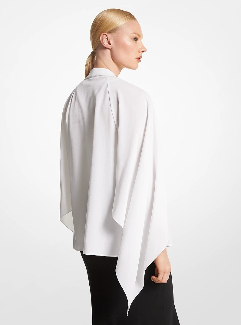 Silk Georgette Flared-Sleeve Wrap Top in OPTIC WHITE | Michael Kors