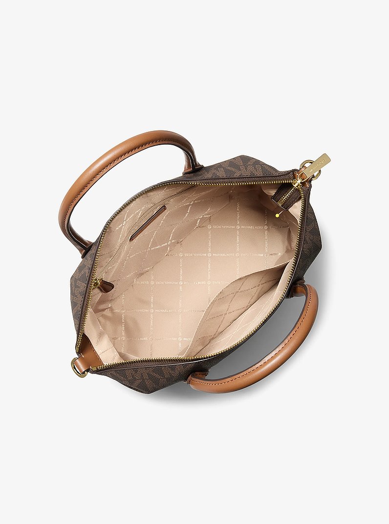 Hyde Medium Signature Logo Satchel in BROWN/LUGGAGE | Michael Kors