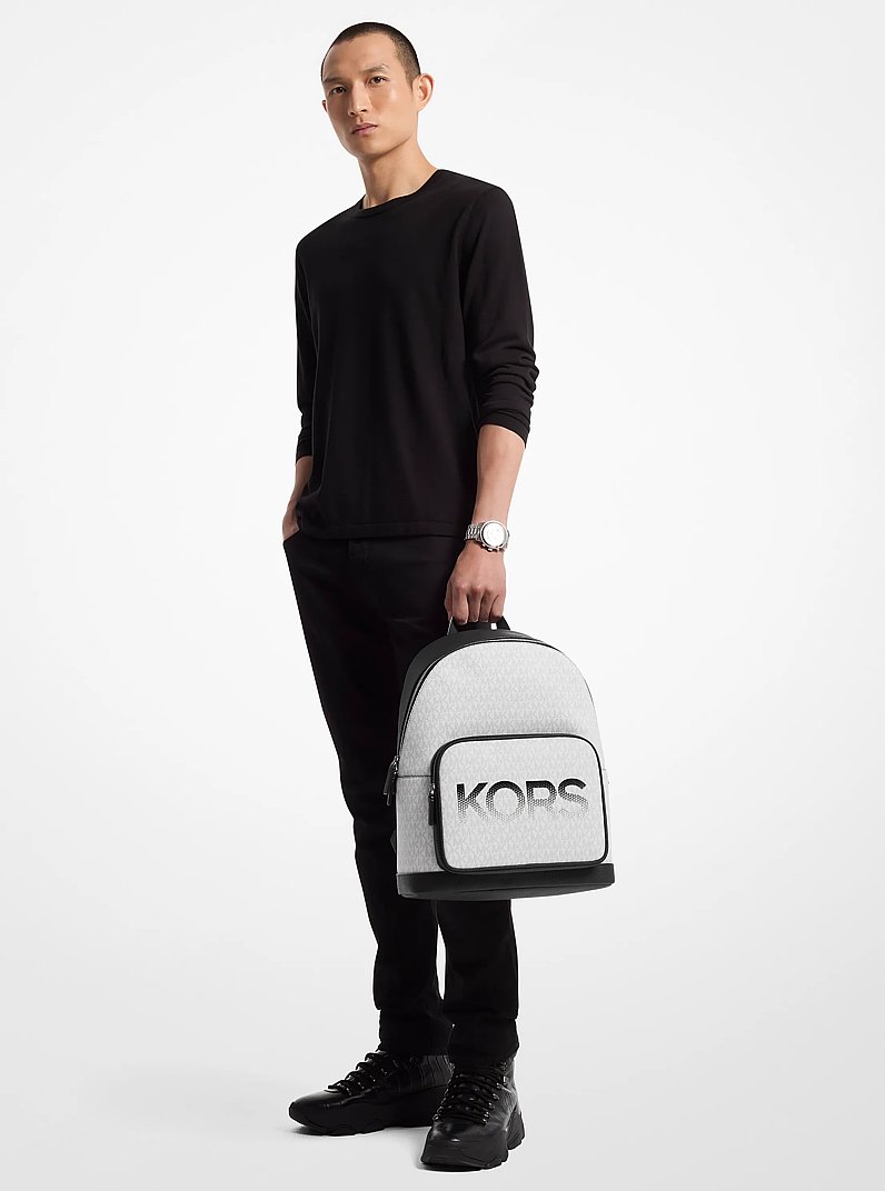 Cooper Signature Logo Backpack in BLACK/WHITE | Michael Kors