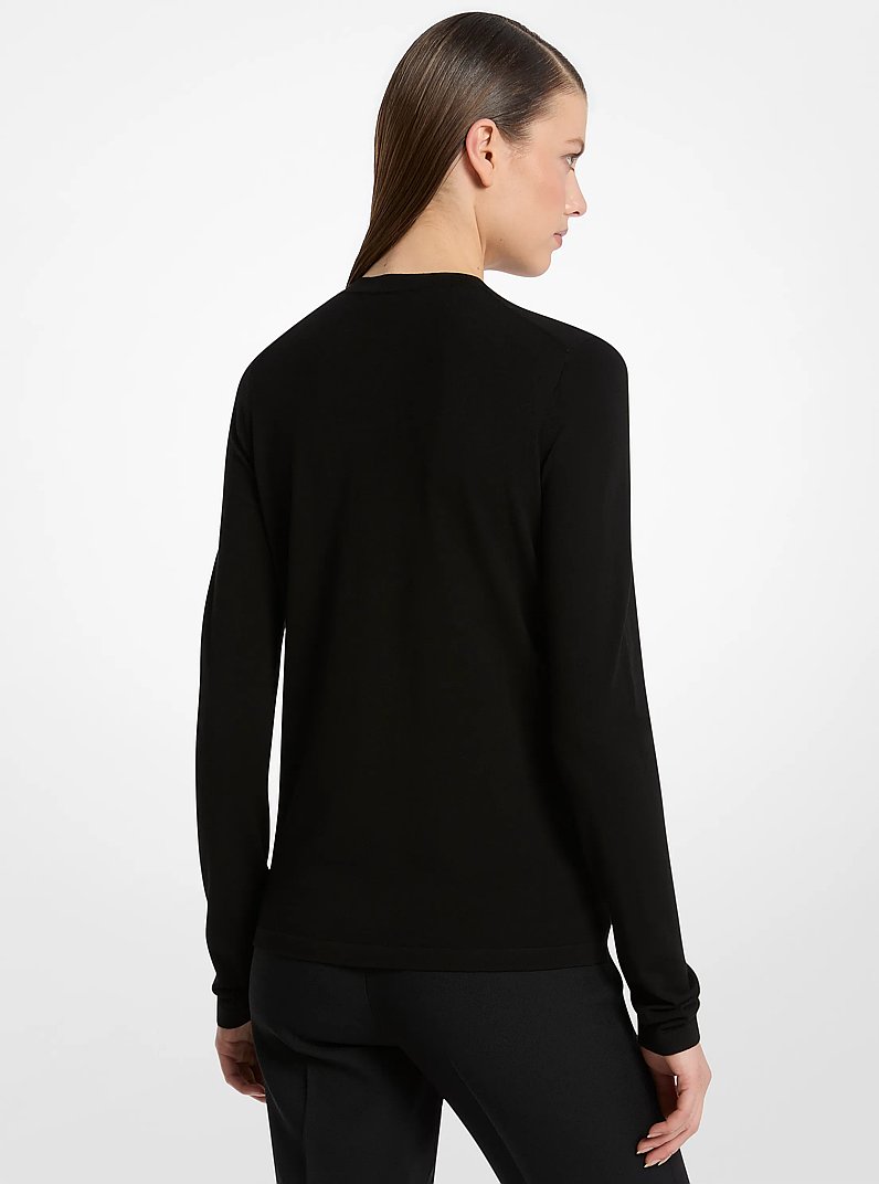 Camiseta de manga larga de viscosa el&aacute;stica in NEGRO | Michael Kors