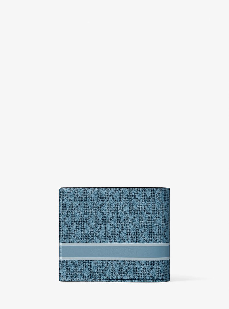 Cooper Striped Signature Logo Billfold Wallet With Passcase in DENIM | Michael Kors