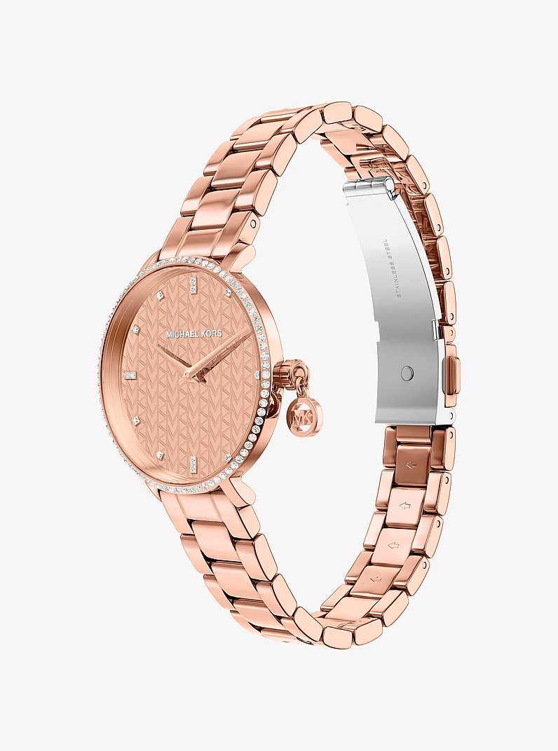 Mini Pyper Pav&eacute; Rose Gold-Tone Watch in ROSE GOLD | Michael Kors