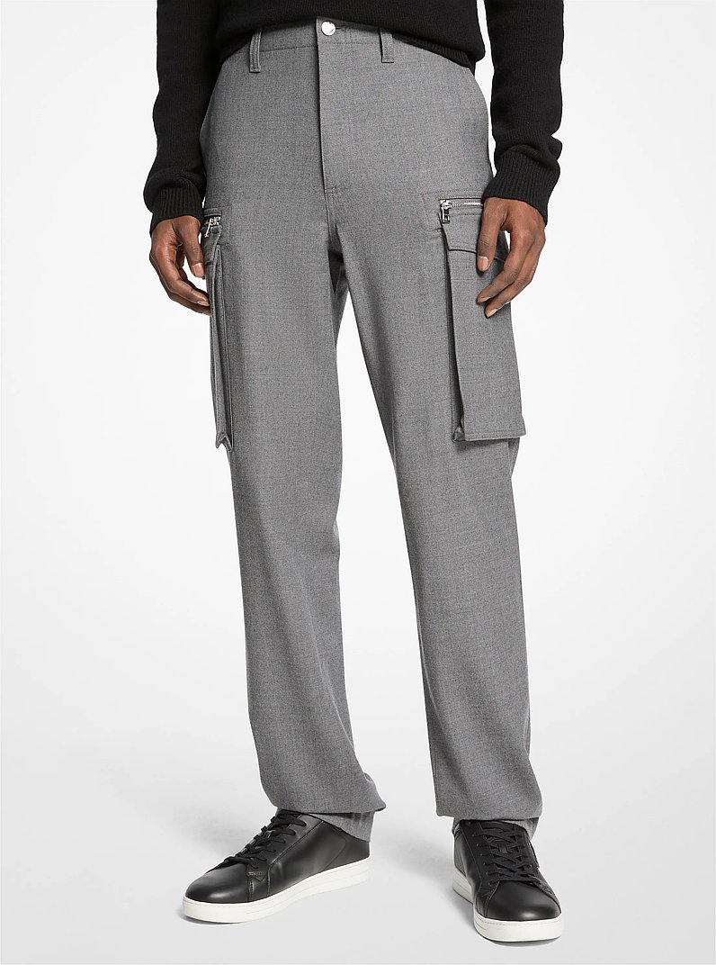 Pantalones cargo de lana el&aacute;stica in CENIZA | Michael Kors