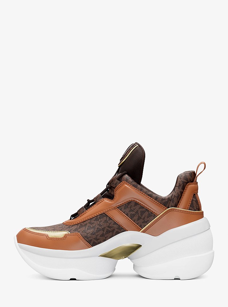Olympia Signature Logo Trainer in BROWN MULTI | Michael Kors