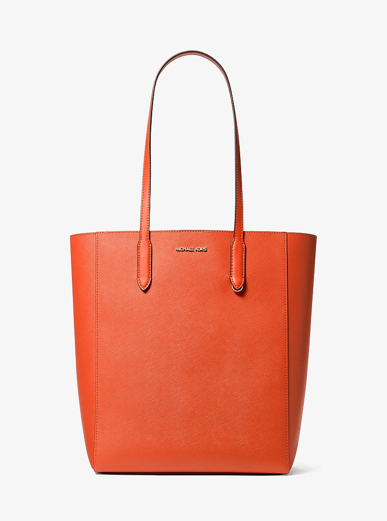 Vincent Large Saffiano Leather Tote Bag With Card Case in RED CLAY | Michael Kors