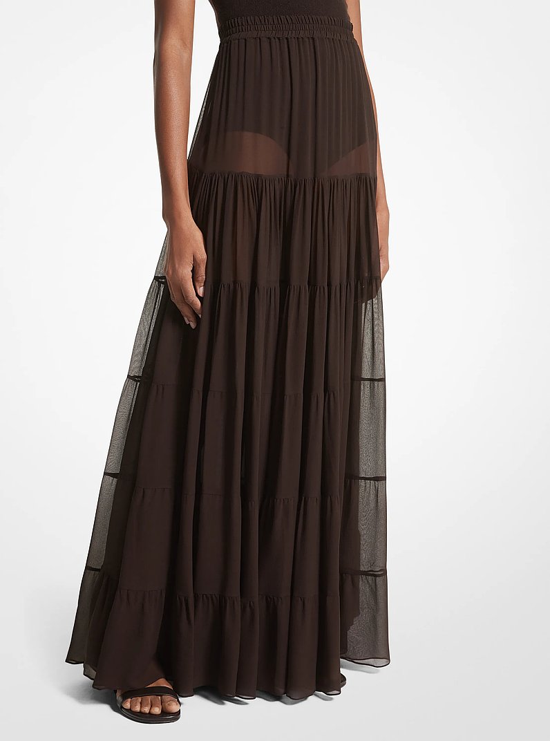 Silk Chiffon Skirt in CHOCOLATE | Michael Kors