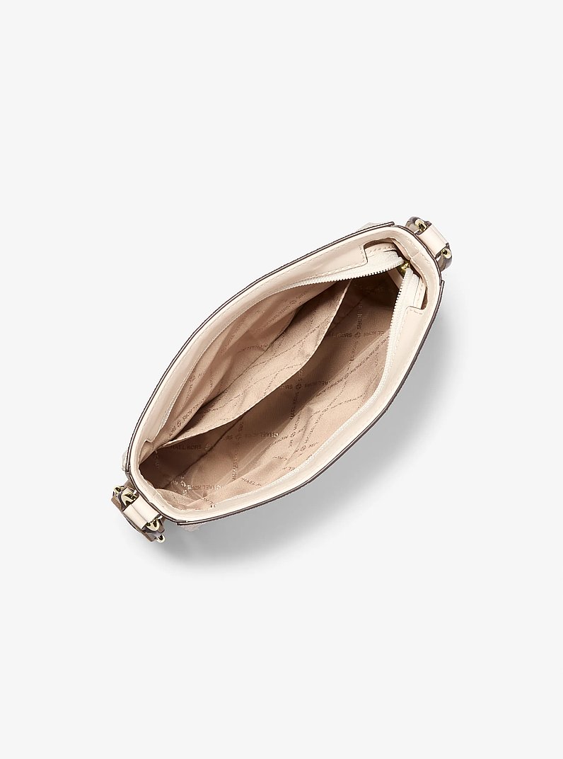 Jet Set Travel Small Signature Logo and Metallic Messenger Bag in PALE GOLD | Michael Kors