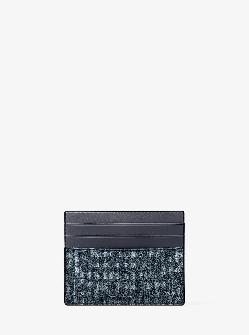 Cooper Striped Signature Logo Card Case in SAPPHIRE | Michael Kors
