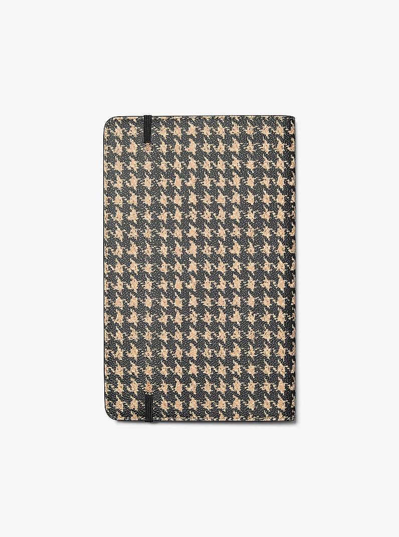 Carnet de taille moyenne &agrave; ornements et &agrave; motif pied-de-poule in NOIR/CAMEL | Michael Kors
