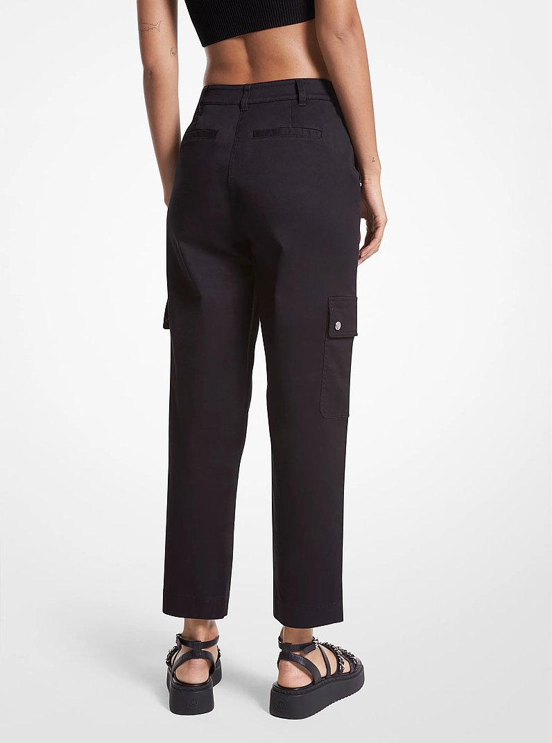 Stretch Organic Cotton Cargo Pants in BLACK | Michael Kors