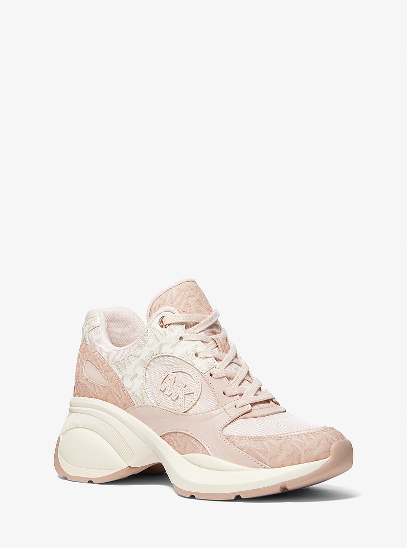 Zuma Two-Tone Empire Signature Logo and Mesh Trainer in BALLET | Michael Kors