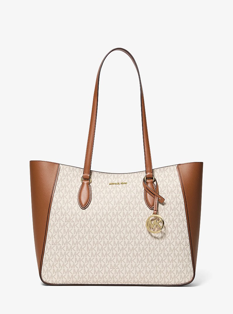 Jet Set Travel Large Signature Logo 3-in-1 Tote Bag in VANILLA | Michael Kors