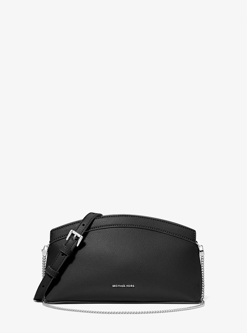 Athena Small Leather Convertible Clutch in BLACK | Michael Kors