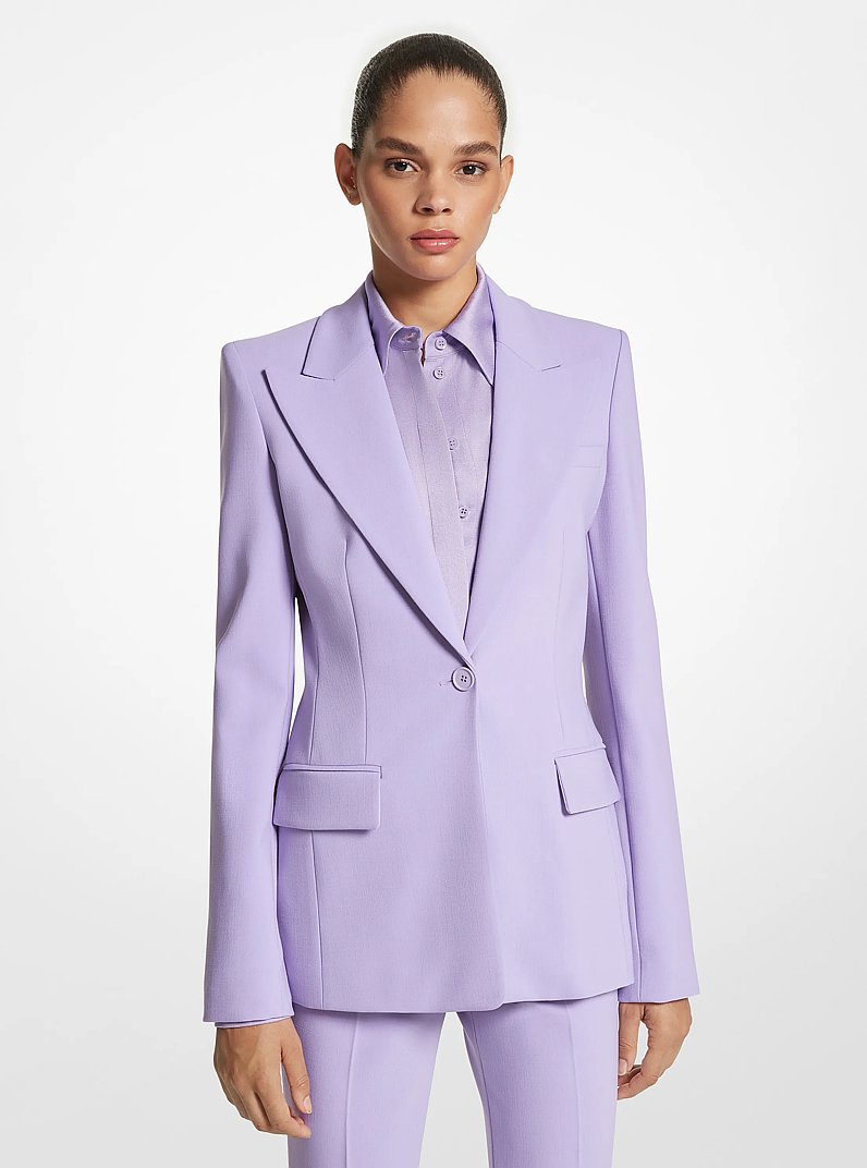 Georgina Stretch Pebble Crepe Blazer in FREESIA | Michael Kors