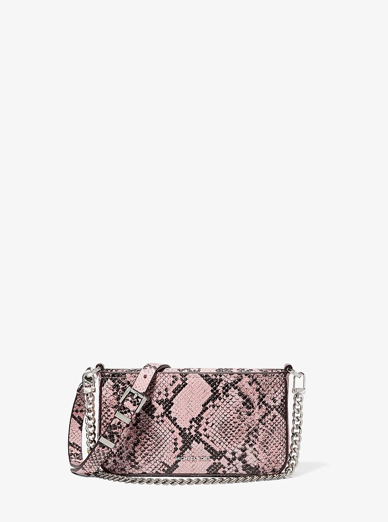 Bryant Small Snake Embossed Leather Convertible Pochette in SMOKEY ROSE | Michael Kors