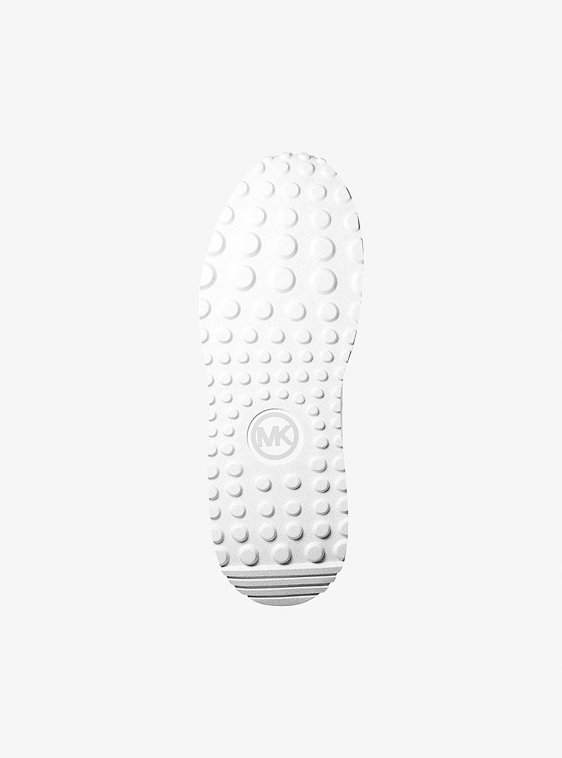 Dax Pebbled Leather and Logo Trainer in BRIGHT WHT | Michael Kors
