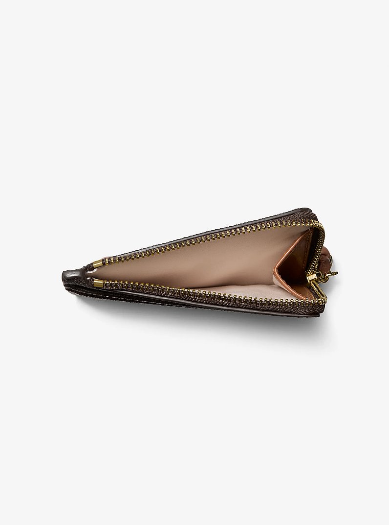 Jet Set Small Signature Logo Card Case Wristlet in BRN/ACORN | Michael Kors