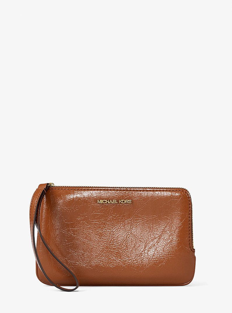 Bolso de pulsera Jet Set Travel peque&ntilde;o con acabado craquelado in LUGGAGE | Michael Kors