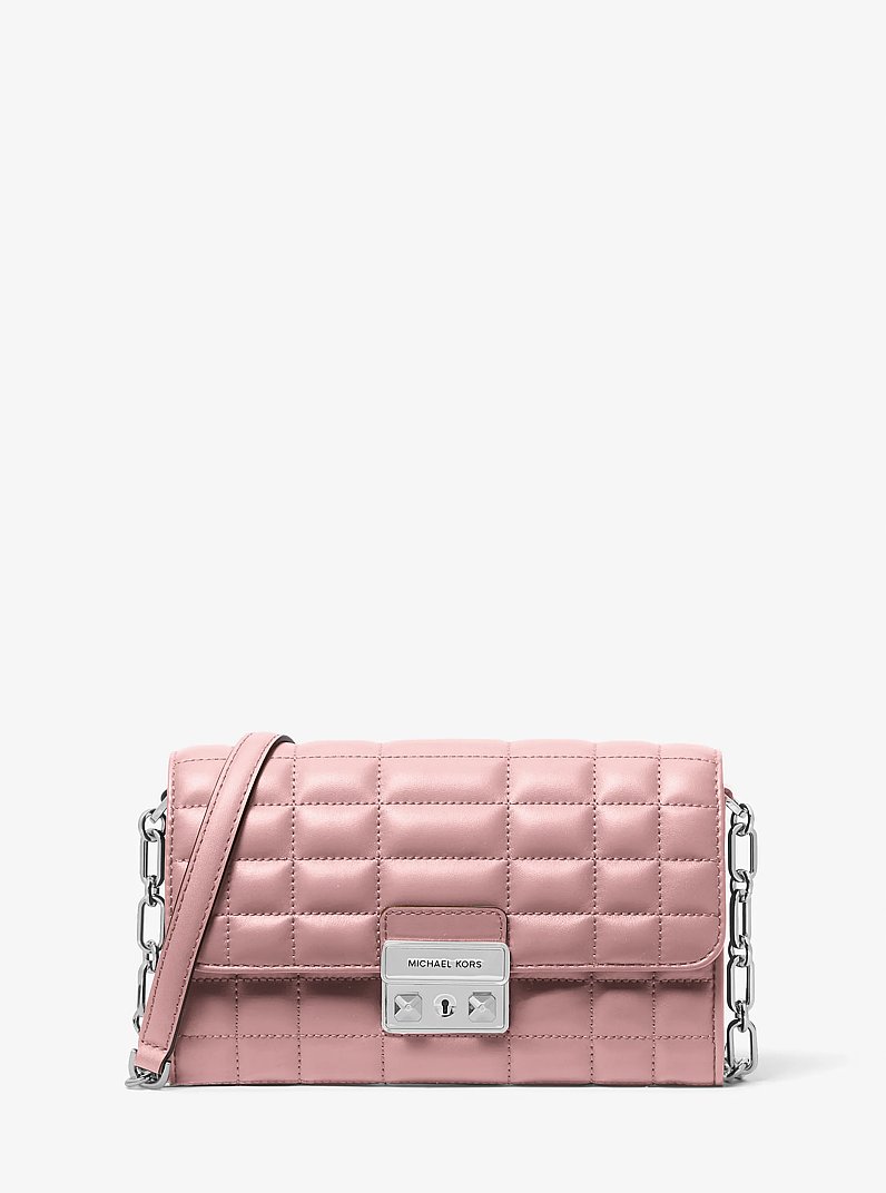 Tribeca Leather Convertible Crossbody Bag in SMOKEY ROSE | Michael Kors