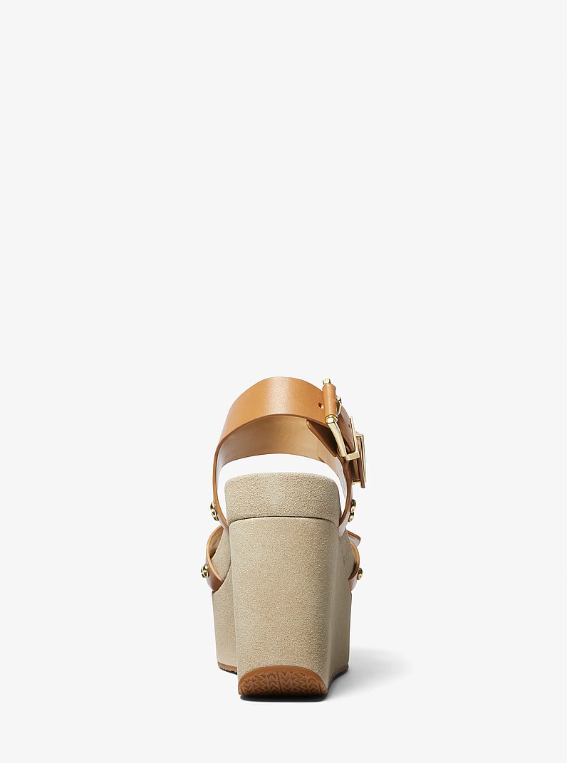 Colby Leather Wedge Sandal in PALE PEANUT | Michael Kors
