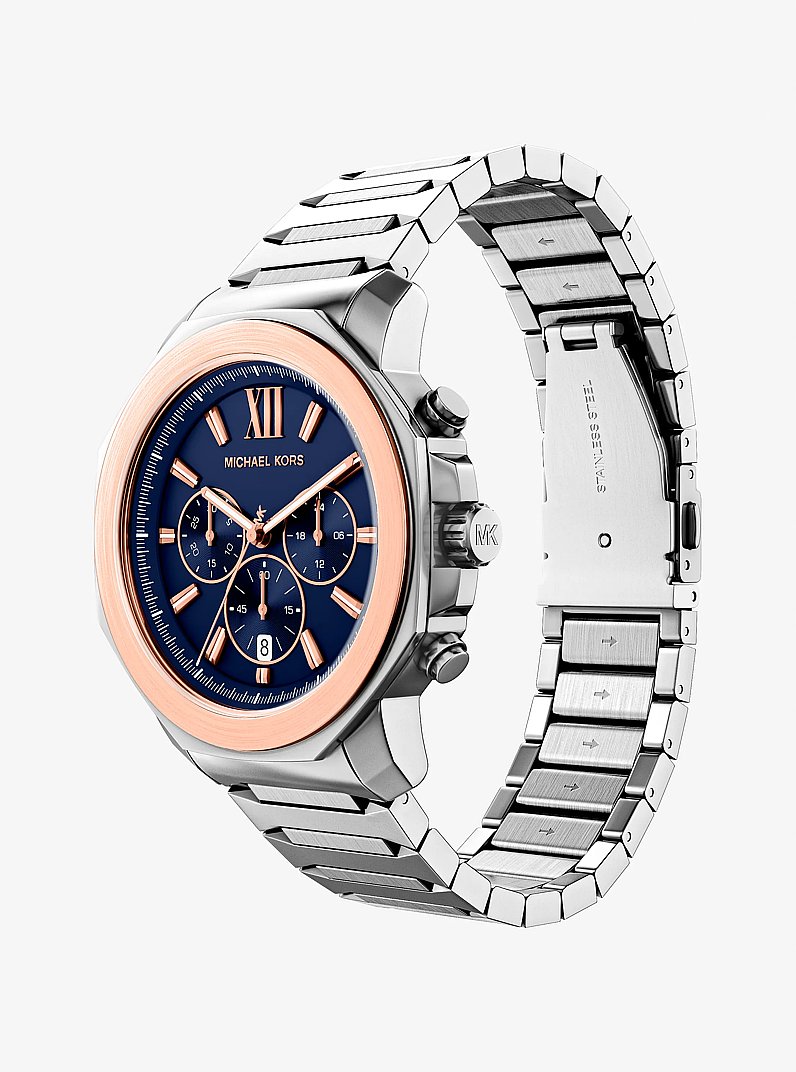 Oversized Prescott Two-Tone Watch in SILVER | Michael Kors