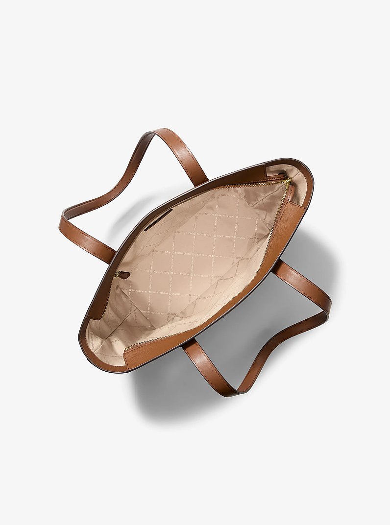 Pratt Large Saffiano Leather Tote Bag in LUGGAGE | Michael Kors