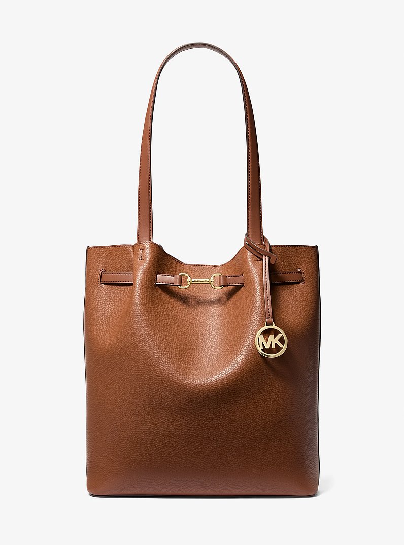 Carson Large Pebbled Leather Tote Bag in LUGGAGE | Michael Kors