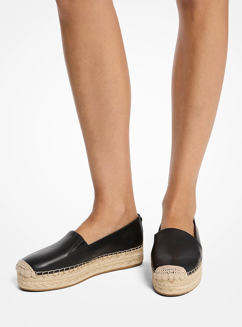 Lynn Leather Platform Espadrille in BLACK | Michael Kors