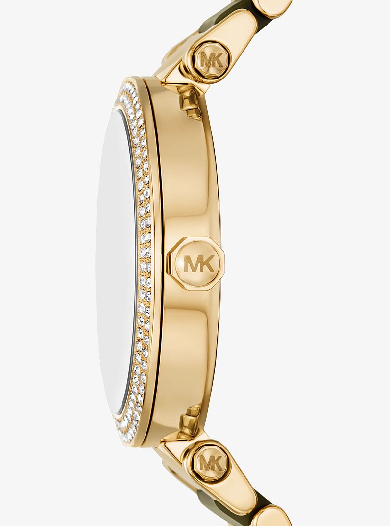 Parker Pav&eacute; Gold-Tone Acetate Watch in TOMILLO | Michael Kors