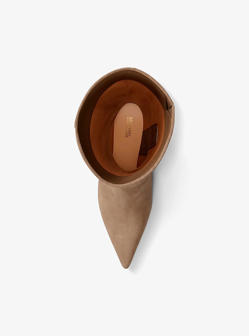 Nalia Polyester Microsuede Kitten Heel Boot in CAMEL | Michael Kors
