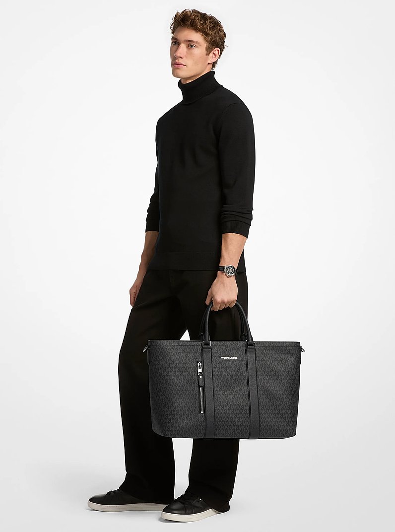 Hudson Signature Logo Tote Bag in BLACK | Michael Kors