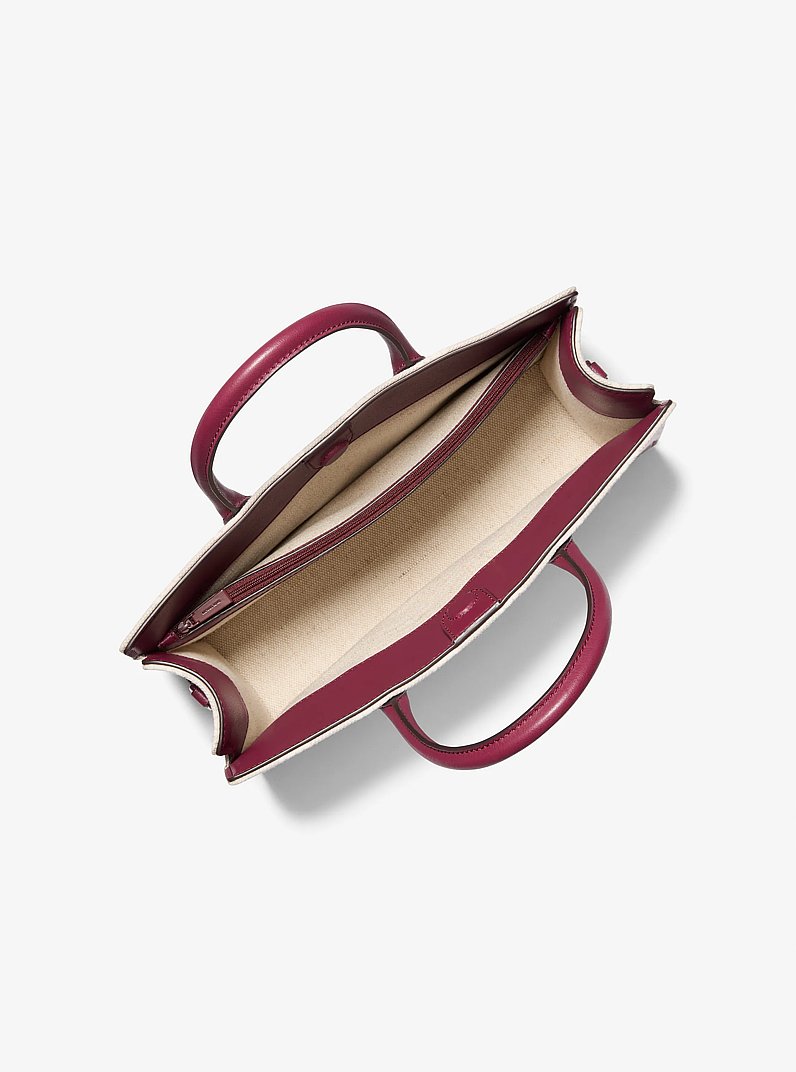Scarlett Medium Logo Jacquard Satchel in MULBERRY | Michael Kors