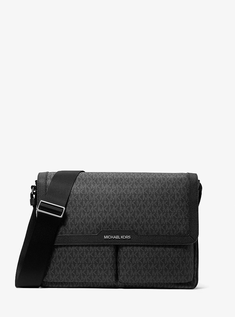 Pacey Medium Signature Logo Messenger Bag in BLACK | Michael Kors