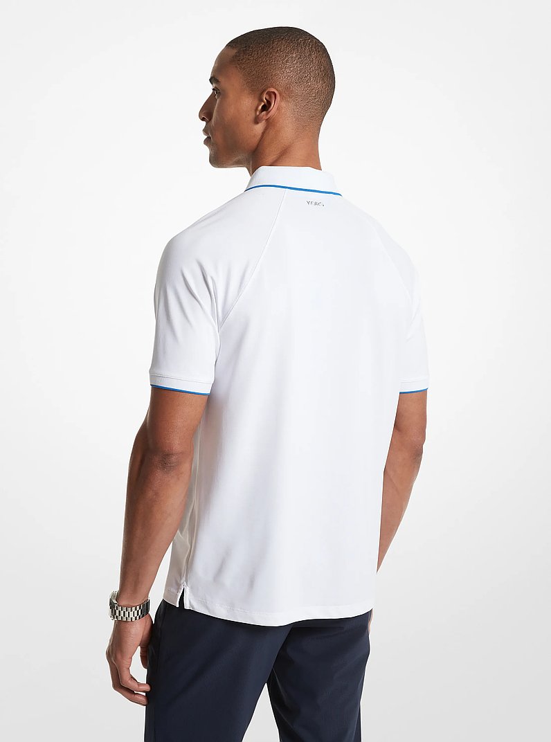 Stretch Knit Half-Zip Polo Shirt in WHITE | Michael Kors
