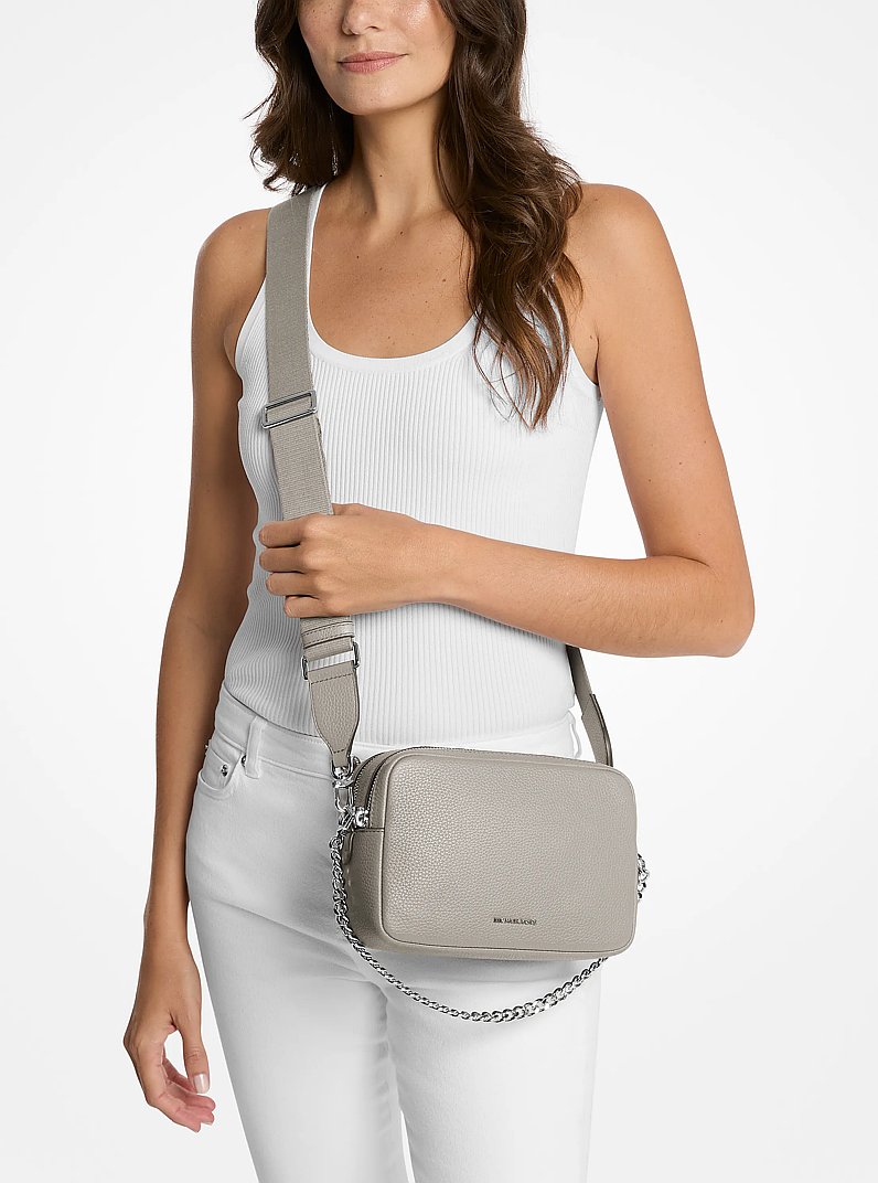 Bryant Medium Pebbled Leather Camera Crossbody Bag in HEATHER GREY | Michael Kors