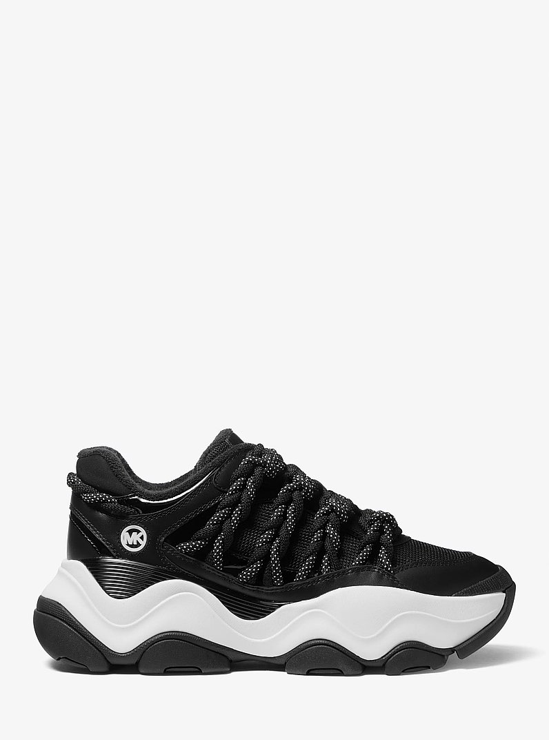Zapatilla Atlas de piel y malla con cordones decorativos in NEGRO | Michael Kors